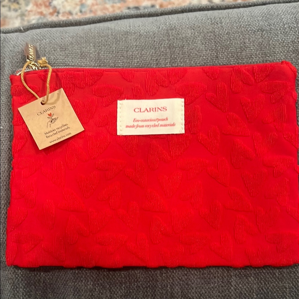 Clarins Red Heart Cosmetic Pouch